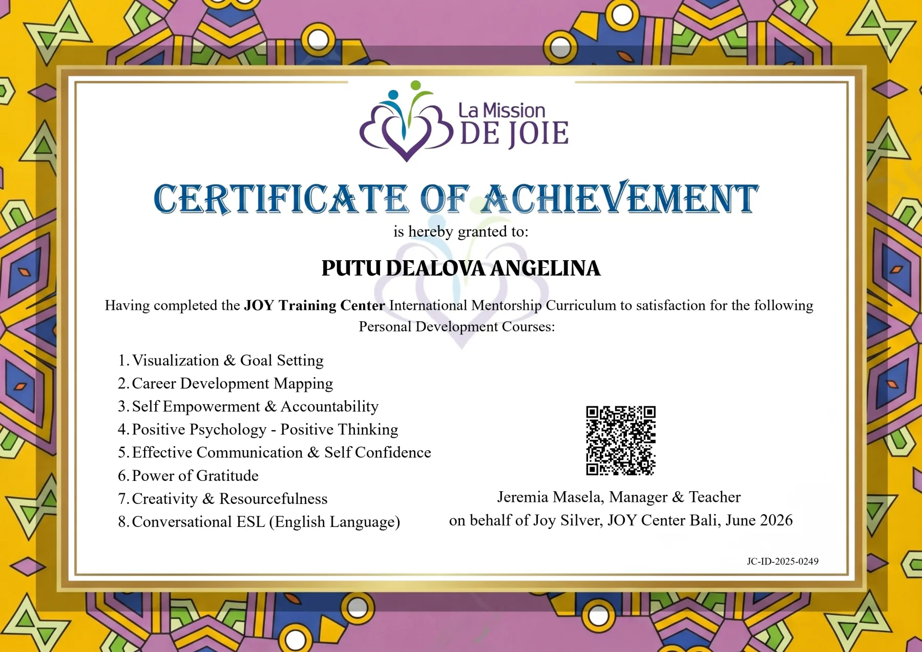 JOY Center Bali Program